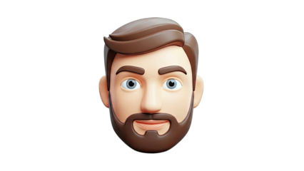 3D Cartoon Man with Beard and Blue Eyes
