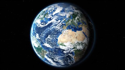 View of Planet Earth from Space, Showing Continents, Oceans, and Clouds in Detailed Realism