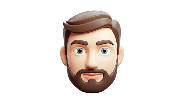 3D Cartoon Man with Beard and Blue Eyes - Powered by Adobe