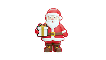 Obraz premium Cartoon Santa Claus Holding a Gift