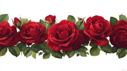 Elegant red roses arrangement with green leaves