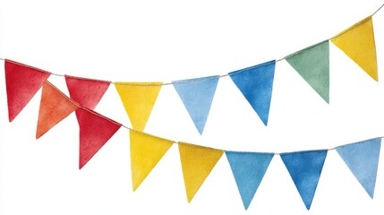 Colorful bunting flags hanging in a festive display