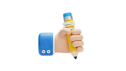 3D Cartoon Hand Holding a Pencil