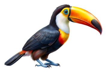  toucan isolated on white background, PNG. AI Generated