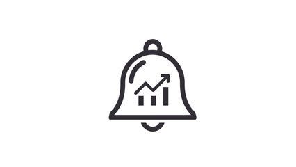Animated line art icon of a notification bell with a growing bar chart inside, symbolizing financial alerts or performance updates.