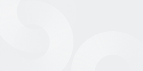 Modern white glowing geometric lines on gray background. Modern shiny blue circle lines pattern art