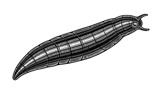 medicinal leech sketch engraving illustration T-shirt apparel print design Scratch board imitation B