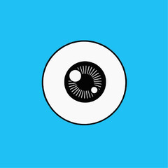  Minimalist cartoon eye on bright blue background