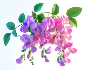 Lush digital rendering of cascading pink flowers with green foliage