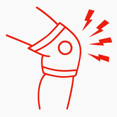 Elbow brace illustration with pain indicators