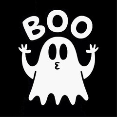 Playful Halloween ghost with BOO text