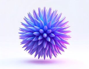 A blue, spiky orb, with pink highlights, floats against a white background