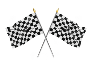Crossed checkered racing flags isolated on transparent background