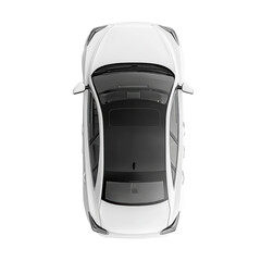 Top view of white car on transparent background