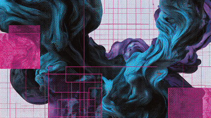 A mesmerizing abstract composition featuring vibrant hues and fluid forms, creating a visually captivating display