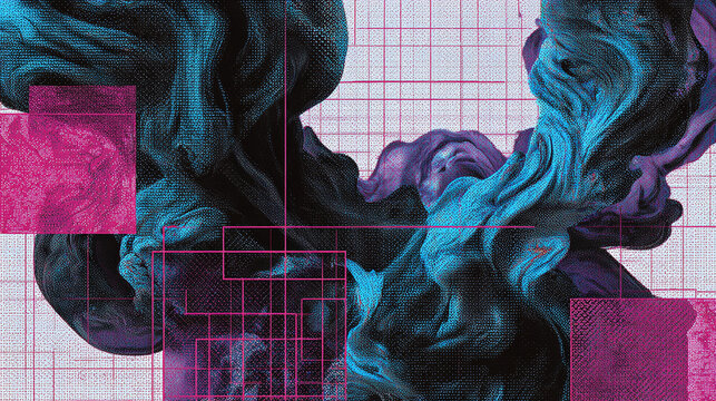 A mesmerizing abstract composition featuring vibrant hues and fluid forms, creating a visually captivating display