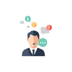 Businessman speaking with speech bubble cartoon icon vector illustration