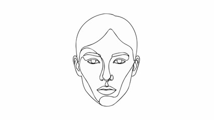 Minimalist single line drawing of a womans face.