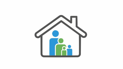 Obraz premium Family inside a house icon representing home and belonging.