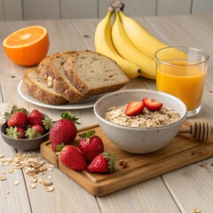 healthy-breakfast-ingredients-on-wooden-table