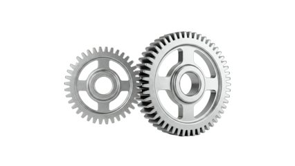 Gears Interlocking on White Background