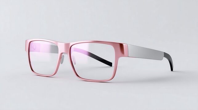 Realistic 3D Render of Smart Glasses Product on Clean Background with Soft Shadow
