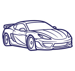 Detailed outline illustration of a modern sport car suitable for transportation and automotive design