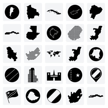 Educational Geography Visuals &ndash; Map Shapes Of Various World Countries For School Presentations And Learning Materials.