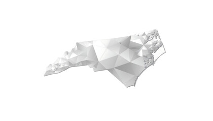 Naklejka premium Abstract Low Poly 3D Map of North Carolina - Geometric State Shape Render