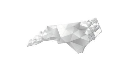 Abstract Low Poly 3D Map of North Carolina - Geometric State Shape Render