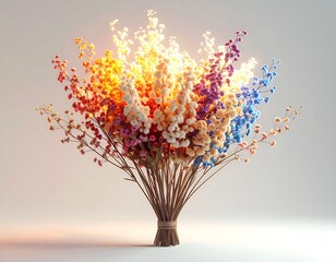 Vibrant floral bouquet, tightly bound, with a spectrum of vivid colors