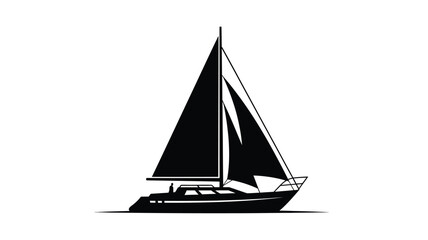 A striking black sailboat design a beautiful nautical illustration silhouette