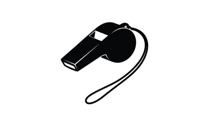 A black and white illustration of a referee whistle a striking silhouette