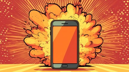 Smartphone explodes in graphic design