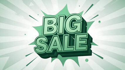Eye catching big sale message in a retro comic pop art style with vivid green letters energetic burst and radiant background ideal for online shopping promotions