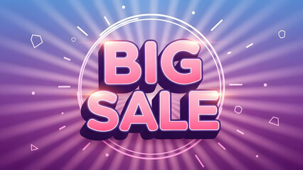 Dynamic big sale advertising banner design for online shopping promotions and special discount offers with vibrant typography and modern geometric elements