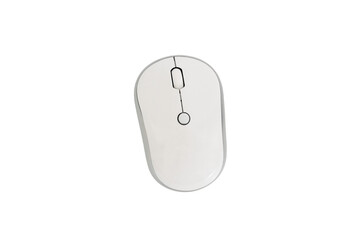 White wireless computer mouse on transparent background top view