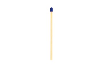 Wooden match with a blue head isolated on a transparent background