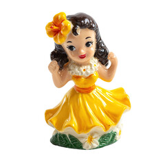 Vintage hula girl dashboard doll figurine transparent background
