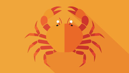 Minimalist Flat Design Crab Animal Vector Illustration on Orange