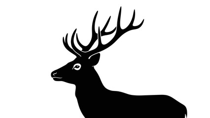 Naklejka premium Monochrome Black and White Deer Stag Silhouette Illustration Design