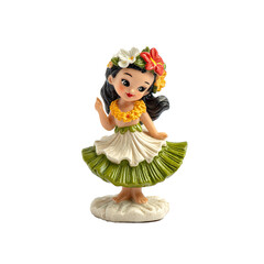 Vintage hula girl dashboard doll figurine transparent background