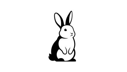 Obraz premium Monochrome Sitting Rabbit Bunny Silhouette Vector Illustration Design