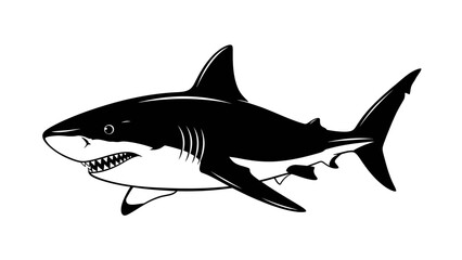 Obraz premium Monochrome Great White Shark Black and White Illustration