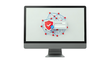 Computer Screen Showing Network Security and Login Interface