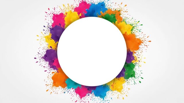 Vibrant paint splatter circle frame colorful abstract background festive celebration bright