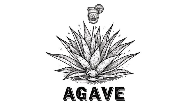 Agave plant tequila ingredient sketch engraving vector illustration T-shirt apparel print design Scr