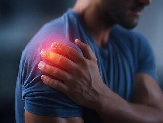 Body pain diagram with red highlights on joints arthritis healthcare theme serious medical mood informative tone straight view, Realistic Photo