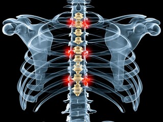 Body pain diagram with red highlights on joints arthritis healthcare theme serious medical mood informative tone straight view, Realistic Photo