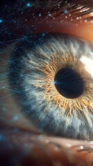 Human body diagram highlighting eye strain pain vision healthcare concept soft calm mood educational tone front view, Realistic Photo